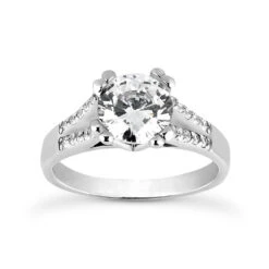14K White Gold Diamond Handcrafted Engagement Ring Mounting 0.20ct