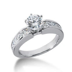 14K White Gold Diamond Engagement Ring Mounting 0.70ct 3.69mm