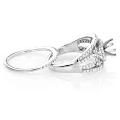 14K White Gold Diamond Engagement Ring Set 0.85ct Setting: 7/16 In (11mm); Band: 1mm 8 14K White Gold Diamond Engagement Ring Set 0.85ct Setting: 7/16 In (11mm); Band: 1mm -Borcely Jewelry Sales 14k gold diamond engagement ring set 085ct p 7150 backwh