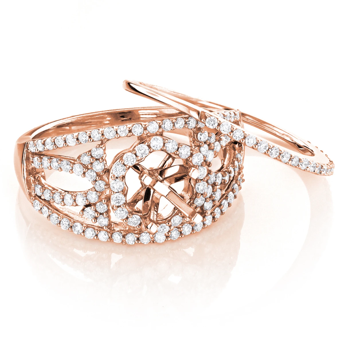 14K White Gold Diamond Engagement Ring Set 0.85ct Setting: 7/16 In (11mm); Band: 1mm 3 14K White Gold Diamond Engagement Ring Set 0.85ct Setting: 7/16 In (11mm); Band: 1mm - Image 3