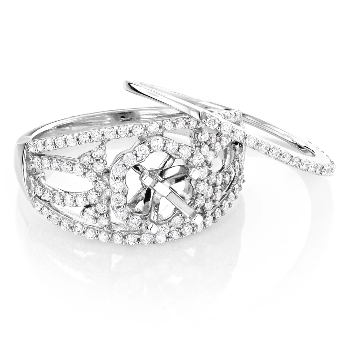 14K White Gold Diamond Engagement Ring Set 0.85ct Setting: 7/16 In (11mm); Band: 1mm 1 14K White Gold Diamond Engagement Ring Set 0.85ct Setting: 7/16 In (11mm); Band: 1mm