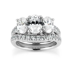 14K White Gold Diamond Engagement Ring Set 1.48ct
