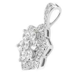 14K White Gold Diamond Flower Pendant 2.29ct -Borcely Jewelry Sales 14k gold diamond flower pendant 229ct p 35155 back white 20220426