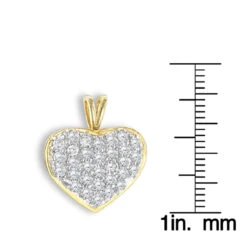 14K Yellow Gold 1 Carat Diamond Heart Pendant By Luxurman -Borcely Jewelry Sales 14k gold diamond heart pendant 100ct p 86 rulerye
