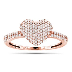 14K White Gold Diamond Heart Ring For Women 0.39ct -Borcely Jewelry Sales 14k gold diamond heart ring 039ct p 42967 ro