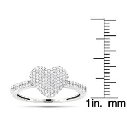 14K White Gold Diamond Heart Ring For Women 0.39ct -Borcely Jewelry Sales 14k gold diamond heart ring 039ct p 42967 ruler