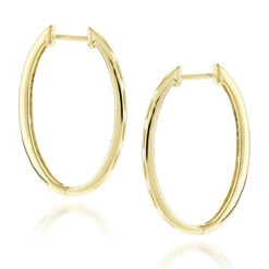 14K White Gold Oval Diamond Hoop Earrings For Women 0.71ct 9 14K White Gold Oval Diamond Hoop Earrings For Women 0.71ct -Borcely Jewelry Sales 14k gold diamond hoop earrings 071ct p 40622 backye