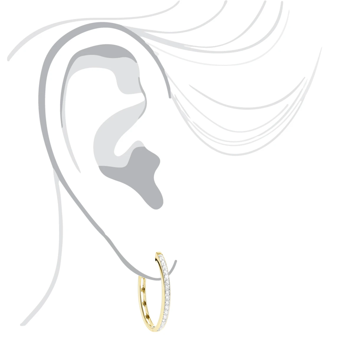 14K White Gold Oval Diamond Hoop Earrings For Women 0.71ct 5 14K White Gold Oval Diamond Hoop Earrings For Women 0.71ct - Image 5