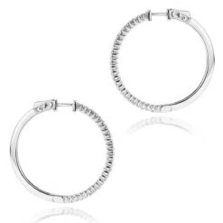 14K White Gold Diamond Hoop Earrings 1.2ct -Borcely Jewelry Sales 14k gold diamond hoop earrings 126ct p 40994 backwh