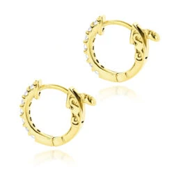 14K Yellow Gold Diamond Huggie Earrings 0.21ct -Borcely Jewelry Sales 14k gold diamond huggie earrings 021ct p 40637 backye