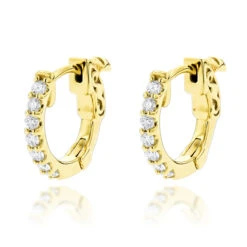 14K Yellow Gold Diamond Huggie Earrings 0.21ct