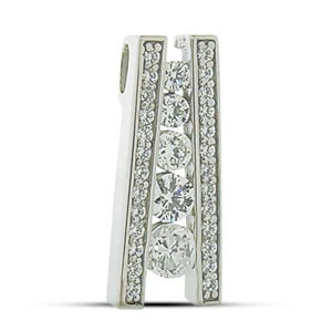 14K White Gold Diamond Journey Pendant 1ct 1 14K White Gold Diamond Journey Pendant 1ct