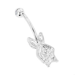 14K White Gold Genuine Diamond Playboy Bunny Belly Button Ring 1.06ct -Borcely Jewelry Sales 14k gold diamond playboy belly button ring 106ct p 5872 backwh