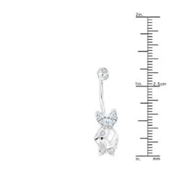 14K White Gold Genuine Diamond Playboy Bunny Belly Button Ring 1.06ct -Borcely Jewelry Sales 14k gold diamond playboy belly button ring 106ct p 5872 rulerwh
