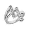 14K White Gold Diamond Right Hand Women's Ring 0.36ct 21.1mm