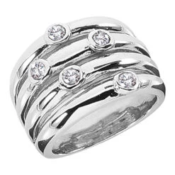 14K White Gold Diamond Right Hand Women's Ring 0.50ct