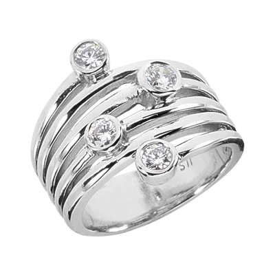 14K White Gold Diamond Right Hand Women's Ring 0.51ct 1 14K White Gold Diamond Right Hand Women's Ring 0.51ct