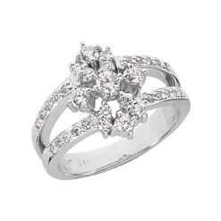 14K White Gold Diamond Right Hand Women's Ring 0.66ct