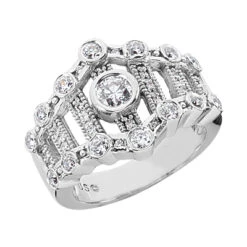 14K White Gold Diamond Right Hand Women's Ring 0.75ct