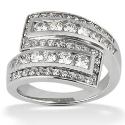 14K White Gold Diamond Right Hand Women's Ring 1.20ct