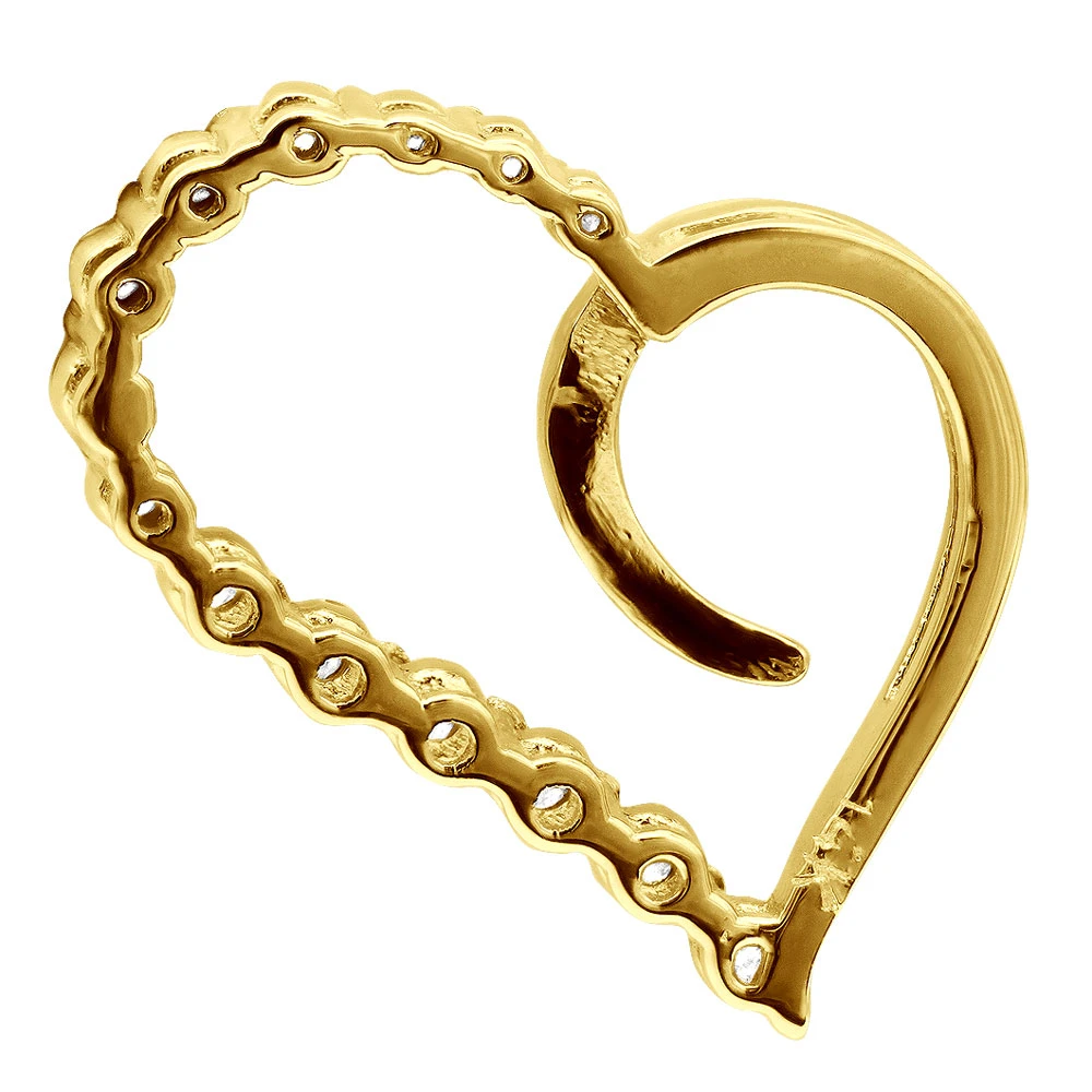 14K White Gold Diamond Small Open Heart Pendant For Women By Luxurman 0.2ct 7 14K White Gold Diamond Small Open Heart Pendant For Women By Luxurman 0.2ct - Image 7