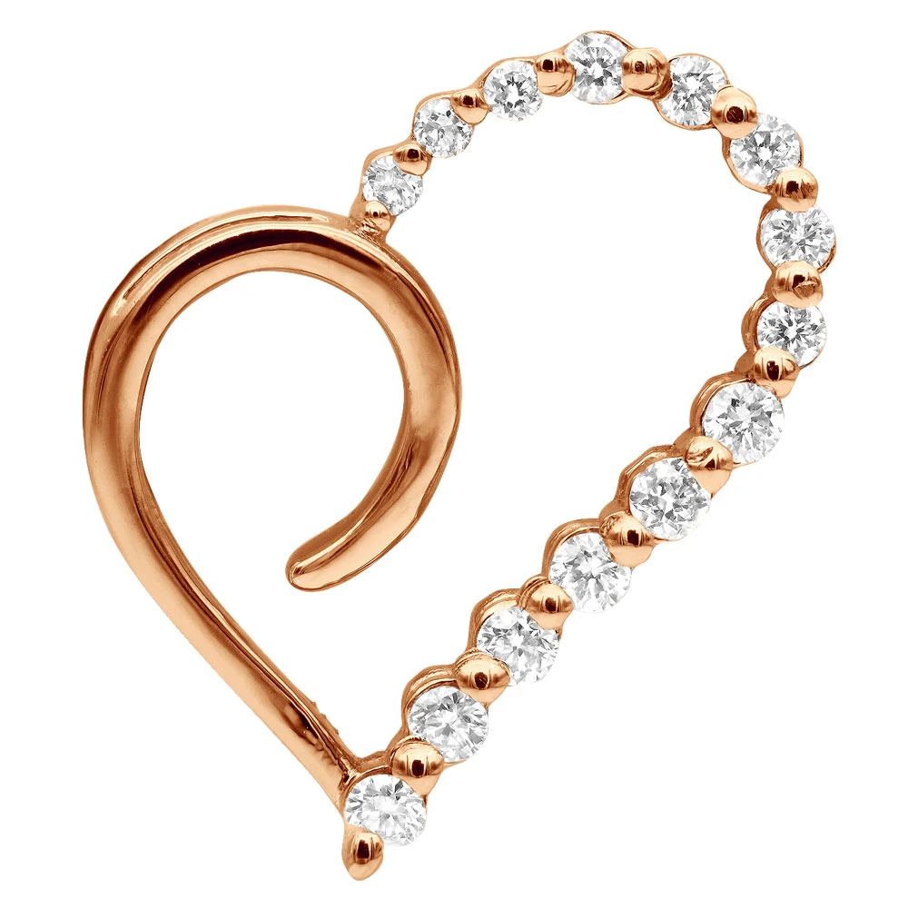 14K White Gold Diamond Small Open Heart Pendant For Women By Luxurman 0.2ct 3 14K White Gold Diamond Small Open Heart Pendant For Women By Luxurman 0.2ct - Image 3