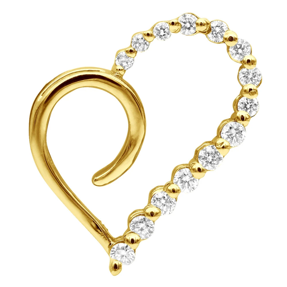 14K White Gold Diamond Small Open Heart Pendant For Women By Luxurman 0.2ct 2 14K White Gold Diamond Small Open Heart Pendant For Women By Luxurman 0.2ct - Image 2