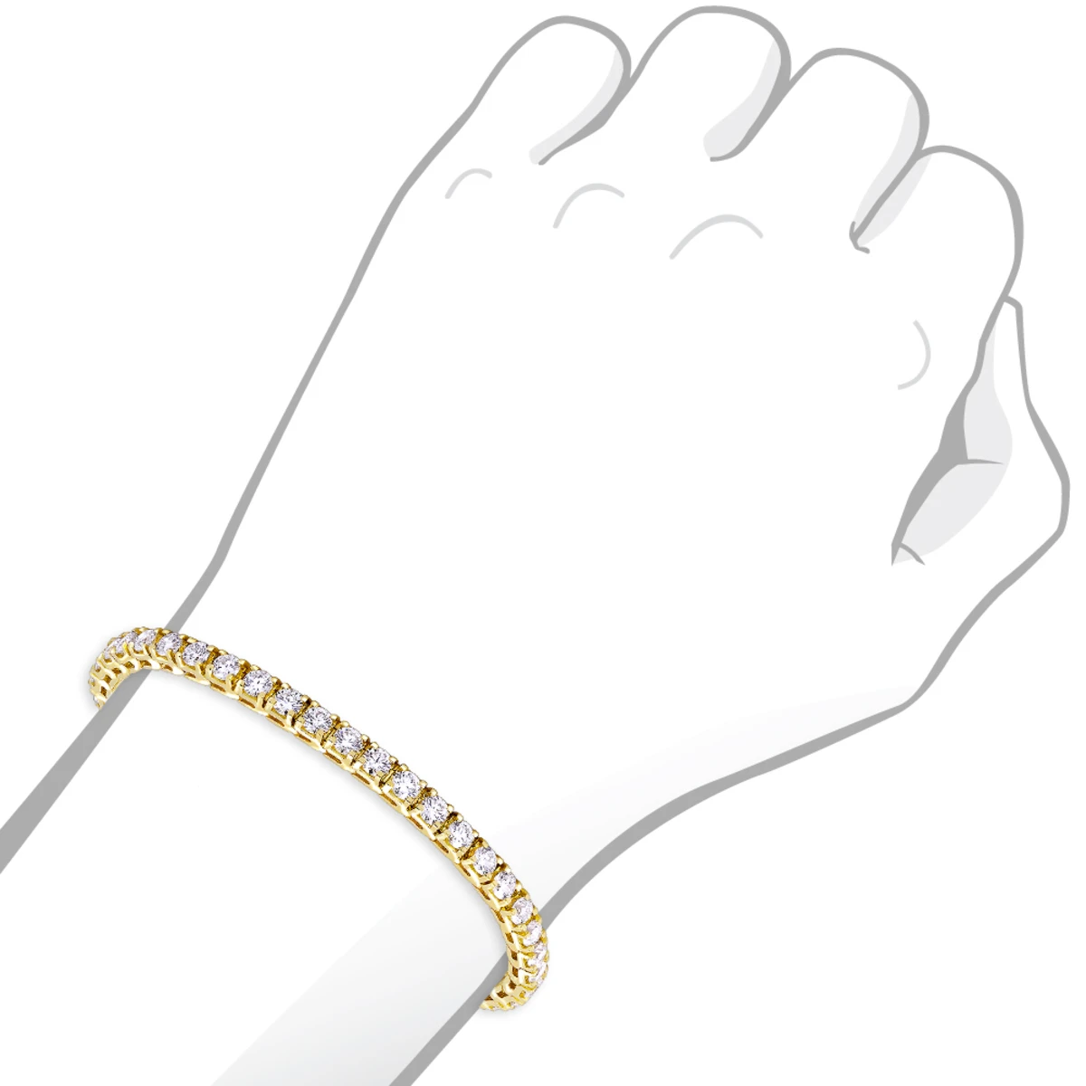 14K Yellow Gold Women's Diamond Tennis Bracelet Round Diamonds 9.72ct 5 14K Yellow Gold Women's Diamond Tennis Bracelet Round Diamonds 9.72ct - Image 5