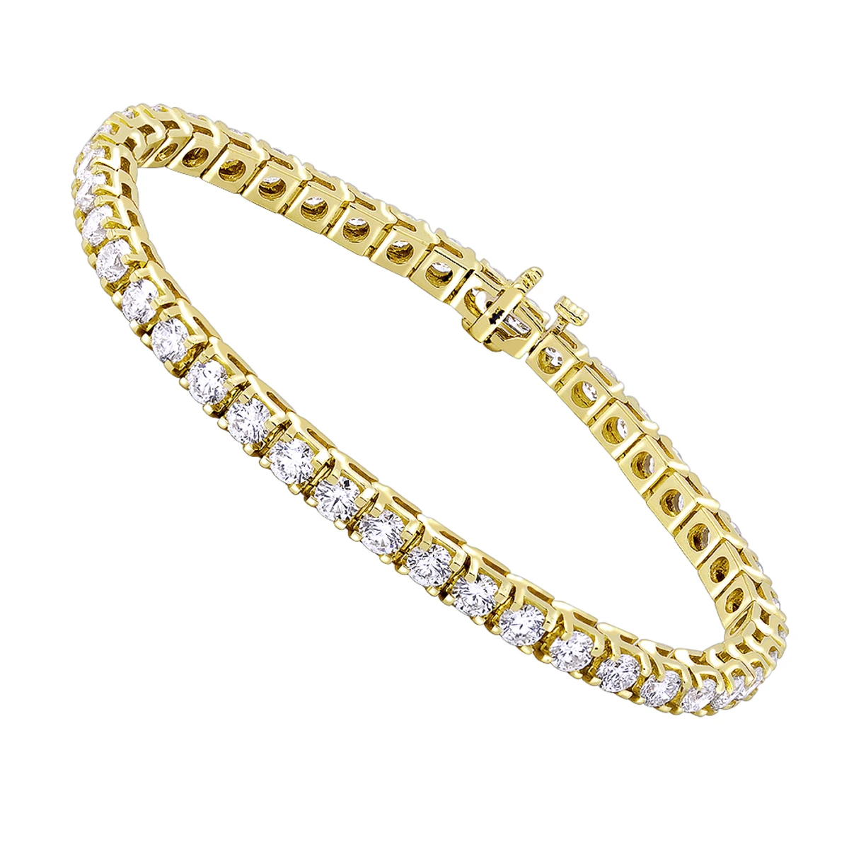 14K Yellow Gold Women's Diamond Tennis Bracelet Round Diamonds 9.72ct 1 14K Yellow Gold Women's Diamond Tennis Bracelet Round Diamonds 9.72ct