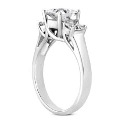 14K White Gold Diamond Three Stone Engagement Ring 0.64ct -Borcely Jewelry Sales 14k gold diamond three stone engagement ring 064ct p 24692 back white 20220426