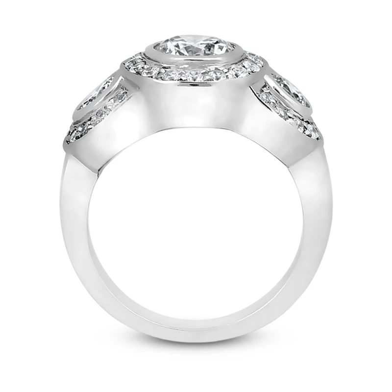 14K White Gold Diamond Three Stone Engagement Ring 1.42ct 9 14K White Gold Diamond Three Stone Engagement Ring 1.42ct - Image 9