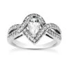 14K White Gold Diamond Unique Engagement Ring 0.74ct 4.6mm