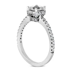 14K White Gold Diamond Unique Engagement Ring 0.81ct 3/16 In (4.5mm) Center; 1/8 In (1.5mm) Band -Borcely Jewelry Sales 14k gold diamond unique engagement ring 081ct p 22537 back white 20220426
