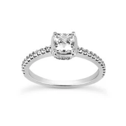 14K White Gold Diamond Unique Engagement Ring 0.81ct 3/16 In (4.5mm) Center; 1/8 In (1.5mm) Band