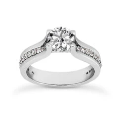 14K White Gold Diamond Unique Engagement Ring 0.81ct 3.8mm