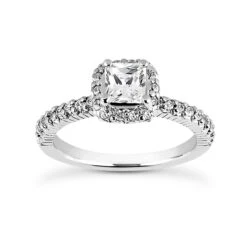 14K White Gold Diamond Unique Engagement Ring 0.86ct 2.2mm