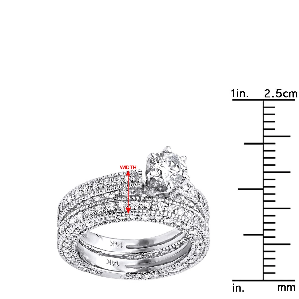 14K White Gold Round Diamond Engagement Ring And Wedding Band Set 2.45ct 8 14K White Gold Round Diamond Engagement Ring And Wedding Band Set 2.45ct - Image 8