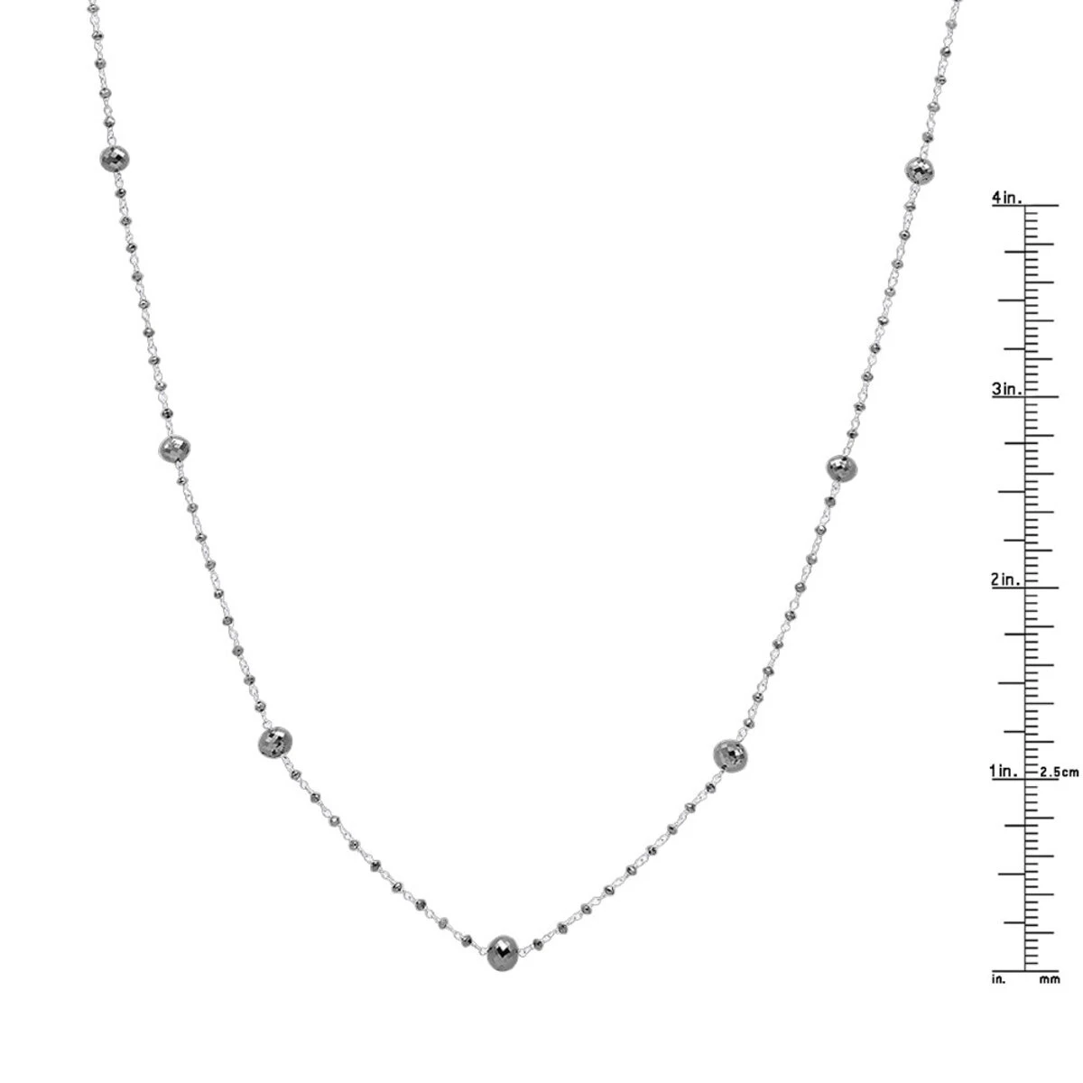 14K White Gold Faceted Black Diamond Bead Necklace Chain 25.25ct 8 14K White Gold Faceted Black Diamond Bead Necklace Chain 25.25ct - Image 8