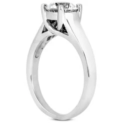 14K White Gold Four-Prong Solitaire Engagement Ring 0.50ct 3mm -Borcely Jewelry Sales 14k gold four prong solitaire engagement ring 050ct p 23094 back white 20220426