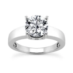 14K White Gold Four-Prong Solitaire Engagement Ring 0.50ct 2.5mm