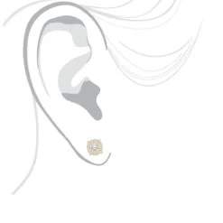 14K Yellow Gold Halo Round Stud Diamond Earrings 0.6ct Clusters 10 14K Yellow Gold Halo Round Stud Diamond Earrings 0.6ct Clusters -Borcely Jewelry Sales 14k gold halo round stud diamond earrings 065ct bodye