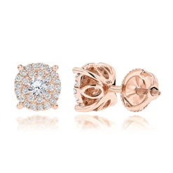 14K Yellow Gold Halo Round Stud Diamond Earrings 0.6ct Clusters 8 14K Yellow Gold Halo Round Stud Diamond Earrings 0.6ct Clusters -Borcely Jewelry Sales 14k gold halo round stud diamond earrings 065ct ro