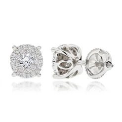 14K Yellow Gold Halo Round Stud Diamond Earrings 0.6ct Clusters 7 14K Yellow Gold Halo Round Stud Diamond Earrings 0.6ct Clusters -Borcely Jewelry Sales 14k gold halo round stud diamond earrings 065ct wh