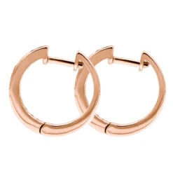 14K White Gold Hoop Huggie Black 0.6 Carat Diamond Earrings For Women -Borcely Jewelry Sales 14k gold hoop huggie black diamond earrings for women 06ct 000886 back rose