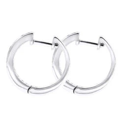 14K White Gold Hoop Huggie Black 0.6 Carat Diamond Earrings For Women -Borcely Jewelry Sales 14k gold hoop huggie black diamond earrings for women 06ct 000886 back white