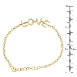 14K Yellow Gold Inline Diamond Tennis Bracelet For Women With LOVE Round Diamonds 0.8ct 9 14K Yellow Gold Inline Diamond Tennis Bracelet For Women With LOVE Round Diamonds 0.8ct -Borcely Jewelry Sales 14k gold inline diamond tennis bracelet for women with love round diamonds 08ct 803220 rulerye