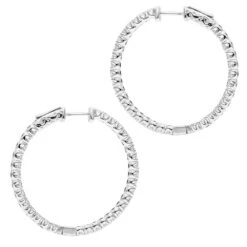 14K White Gold Inside Out 3 Carat Hoops Diamond Earrings For Women By Luxurman -Borcely Jewelry Sales 14k gold inside out 3 carat hoops diamond earrings for women by luxurman backwh