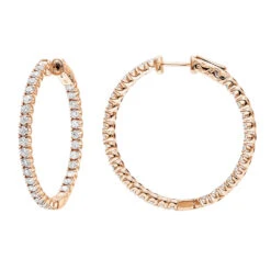 14K White Gold Inside Out 3 Carat Hoops Diamond Earrings For Women By Luxurman -Borcely Jewelry Sales 14k gold inside out 3 carat hoops diamond earrings for women by luxurman ro