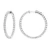 14K White Gold Inside Out 3 Carat Hoops Diamond Earrings For Women By Luxurman