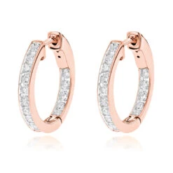 14K Yellow Gold Inside Out Channel Set Diamond Hoop Earrings 1.45ct -Borcely Jewelry Sales 14k gold inside out channel set diamond hoop earrings 145ct ro